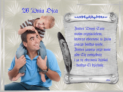 Chłopczyk przychodzi z życzeniami do swojego ojca